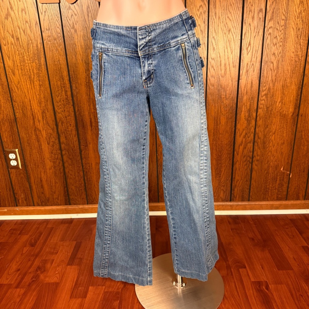 Blue Y2K Indie Sleaze Wide Leg Jeans American Flavor Women 32 Grunge Streetwear